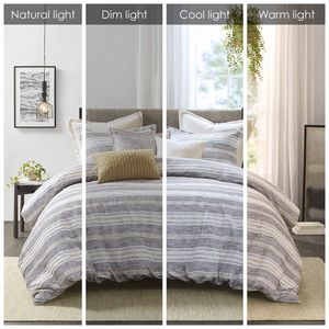 Set Copripiumino Oversize in Ciniglia Jacquard a Righe con Federe Euro e Cuscini Decorativi - Product Image 3