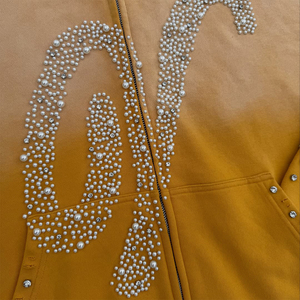 เสื้อฮู้ดดี้ปักลายหรูหรา ระบายอากาศได้ดี ประดับด้วยคริสตัล ลายเรียบ ผ้าฝ้ายนุ่ม สำหรับสวมใส่ลำลอง สตรีทแวร์ประจำวัน - Product Image 5