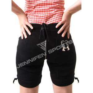 Pantalones cortos bávaros personalizados de última moda y alta calidad en piel de vaca genuina y gamuza para mujer. - Product Image 5