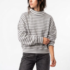 Sweat-shirt en molleton à col montant pour femme, silhouette ample et décontractée, tissu brossé doux, fabricant de marques privées - Product Image 1