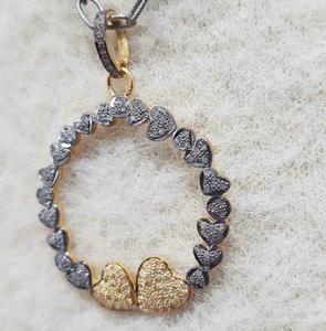 Colgante de Boda Vintage de Dos Tonos con Corazones Circulares Luxvory, Plata de Ley 925, Bañado en Rodio Negro, Joyería con Diamantes Naturales - Product Image 5