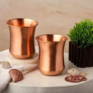 Verre à boire rond en verre finition cuivre, intérieur lisse, vaisselle décorative pour la maison, la salle à manger, les restaurants et les événements - Product Image 5
