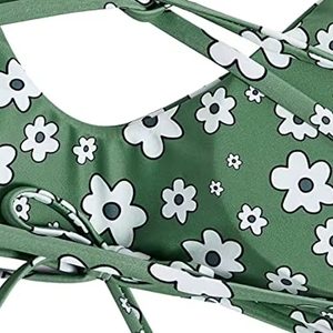 Custom Printed Winter Women's 100% Nylon Plunge Neck Regular Fit Breathable Quick Dry <b>Triangle</b> Bra Textured Cheeky Bottom <b>Bikini</b> - Product Image 3