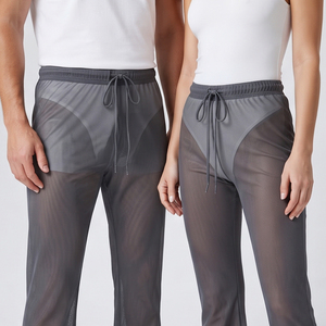 Leggings transparents de haute qualité unisexes, vêtements de nuit sexy pour club, leggings évasés en maille transparente pour hommes et femmes, 100% polyester, pantalon transparent - Product Image 3