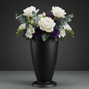 Luxury <b>Matte</b> Black Metal Flower Vase Elegant Handcrafted Pedestal Design Modern Home Decor <b>Table</b> Centerpiece Single Unit - Product Image 1