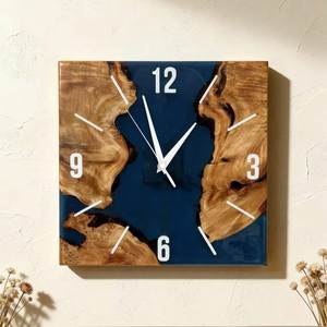 Decorative Wooden Timepiece Round Wall <b>Clock</b> Handmade Wood Craft Accent for Living Room Bedroom Hotel and Cafe Decoration - Product Image 1