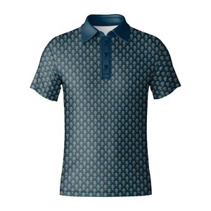 Camiseta de Golf para Hombre SOSH4, Tejida, Antiarrugas, de Algodón con Spandex, Manga Corta, Diseño Geométrico - Product Image 4