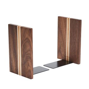 Handcrafted Solid Wood Bookends Decorative Wooden Book Ends Heavy Duty Book Holder for Shelves <b>Desk</b> <b>Office</b> Home Library <b>Rustic</b> - Product Image 5
