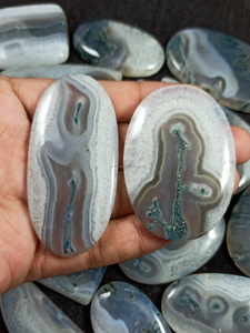 Lot de cabochons en agate mousse naturelle, vente en gros, pierres précieuses en agate mousse verte pour la création de bijoux - Product Image 6