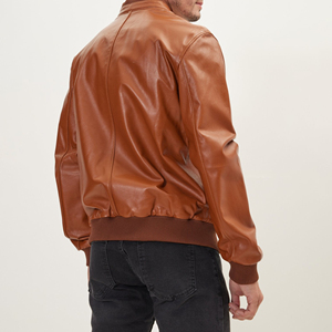 Chaqueta de Cuero Genuino para Hombre de Alta Calidad, Estilo Vintage, Chaqueta de Motero de Piel de Oveja, Abrigo de Invierno Cálido e Informal - Product Image 4
