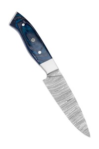 Ensemble de 4 couteaux de cuisine en acier damas fait main, lame en acier, manche en bois Pakka avec embout en acier et mosaïque - Product Image 2