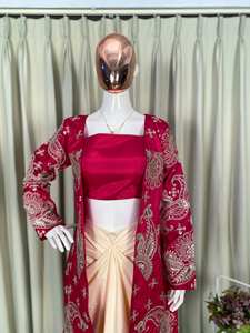 Conjunto Koti de Seda Banglori Premium Bordada con Falda Dhoti de Crepé Francés - Product Image 3