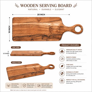 Planche à découper en bois |   Planche à découper artisanale |   Planche à servir pour charcuterie et fromages |   Planche à pizza de cuisine |   Durable | - Product Image 5