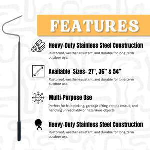 Pértiga de rescate para serpientes y reptiles de 56 cm (21 pulgadas) con gancho desmontable de acero inoxidable. - Product Image 5