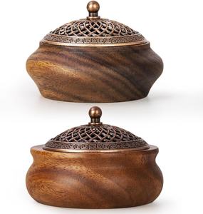 Juego de Regalo de Lujo: Quemador de Incienso de Madera Decorativo Cuadrado (Mabkhara) con Tarro de Almacenamiento de Aromas y Bandeja a Juego para Meditación y Yoga - Product Image 4