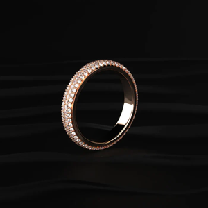 High End Diamond Ring Round Cut Diamond Band Multi <b>Row</b> Diamond Eternity Band Ring In Gold Layering Ring Diamond Fine Jewelry - Product Image 2