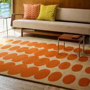 Alfombra Geométrica Ovalada Moderna Retro, Naranja Beige, Patrón Abstracto, Alfombra de Área Hecha a Mano, Alfombra de Diseño Contemporáneo de Mediados de Siglo - Product Image 2