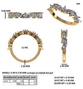 Anillo de Oro Rosa con Banda de Diamantes Festoneada para Mujer, Anillo Curvo de Media Eternidad Apilable, Joyería Fina para Aniversario de Bodas - Product Image 4