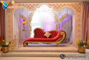 Conjunto de sofás para parejas musulmanas para la ceremonia Walima Nikah, en rosa y dorado, con sillas reales tipo trono para bodas, estilo suizo. - Product Image 5