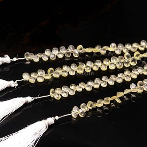Perles de quartz citron naturel en forme de poire, perles de quartz jaune facettées en forme de poire, perles briolette 5x7mm, vente en gros, lot de perles de pierres précieuses, brin de 6 pouces - Product Image 5