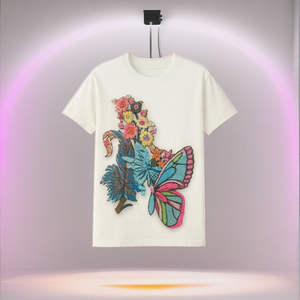 Camiseta Casual de Algodón Transpirable para Hombre, con Logotipo de Mariposa en la Parte Delantera, Estilo Moderno para Vacaciones, Talla Grande - Product Image 1