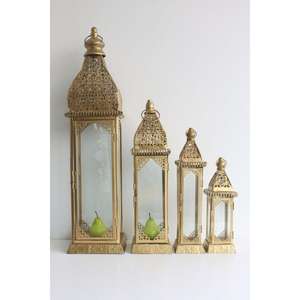 Portavelas de lujo chapados en oro, faroles de lujo para decoración de Ramadán. - Product Image 3