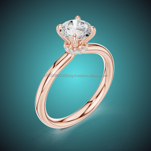 SANSET 10K Gold Plated Fashion <b>Statement</b> <b>Ring</b> for Women with CZ Diamond Round Brilliant Cut Ethnic Style - Product Image 1