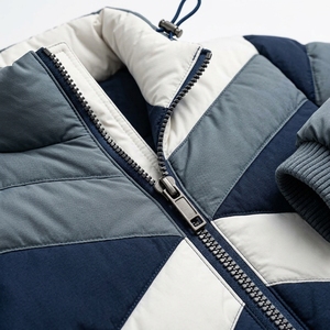 <b>Mens</b> Color Block Puffer Jacket Quilted Winter <b>Coat</b> Navy Gray <b>White</b> Insulated Full Zip Warm Outdoor Fashion Jacket - Product Image 6