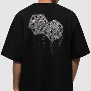 T-shirt personnalisé pour homme avec strass, 180 grammes, col rond, tissu tricoté, manches courtes, style hip-hop, logo imprimé - Product Image 5