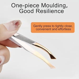 Curved Slanted Tip Gold-Plated Eyebrow Tweezers Luxury Precision Hair <b>Removal</b> <b>Tool</b> Durable Stainless Steel - Product Image 2
