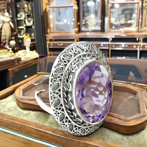 แหวนแต่งงานแอเมทิสต์ธรรมชาติสำหรับผู้หญิงแหวนแต่งงานสีเงินสเตอร์ลิง925ทึบสำหรับเป็นของขวัญครบรอบแต่งงาน - Product Image 5