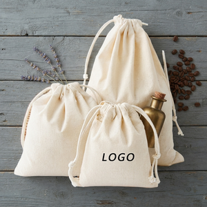 Sacs d'emballage en coton à cordon de serrage imprimés sur mesure, écologiques, lavables, réutilisables, résistants à l'eau, durables pour un usage domestique - Product Image 2