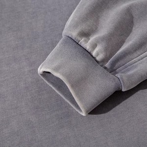 Sudadera de Felpa con Cuello Redondo para Hombre, Talla Grande, Poliéster/Algodón, 280g, Negro/Gris, Logotipo Bordado de Lujo, OEM, Venta al Por Mayor - Product Image 3