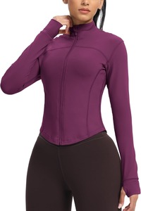 Hauts de yoga écologiques haut de gamme pour femmes, coupe classique, couleur unie, respirants, séchage rapide, grandes tailles, 100 % polyester, personnalisables, 120 g, col rond - Product Image 2