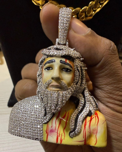 Colgante Hip Hop Jesús de Plata 925 con Moissanita VVS, Colgante Religioso para Hombre, Joyería de Fe Cristiana, Colgante Hip Hop - Product Image 1