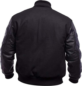 Chaqueta Varsity Negra Personalizada 2026 para Hombre con Diseño de Cuero, Estilo Casual, Diseña Tu Propio Estilo - Product Image 3