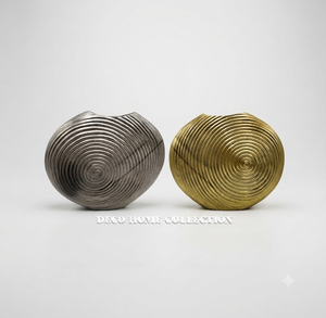 Handcrafted Metal Flower <b>Vase</b> for Modern Home Decor Luxury Circular Tabletop <b>Vase</b> <b>Gold</b> and Silver Spiral Design Art Piece <b>Vase</b> - Product Image 1