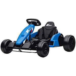 Go Kart Eléctrico Azul de 24V con Motores Dobles de 150W, Asiento Ajustable, 11.2 MPH de Alta Velocidad, Arranque Lento, Arnés de 5 Puntos, Alto Rendimiento - Product Image 1