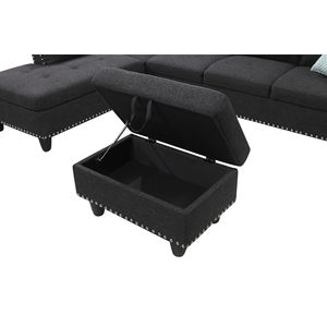 Divano Alger 98 con Chaise Longue e Pouf, Orientamento a Sinistra, per Arredamento Soggiorno - Product Image 4
