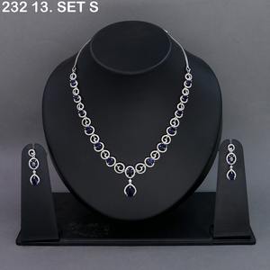 Collier en argent plaqué diamant américain (AD) pour femmes et filles, ensemble de bijoux de mariage de haute qualité, accessoires de mode - Product Image 1