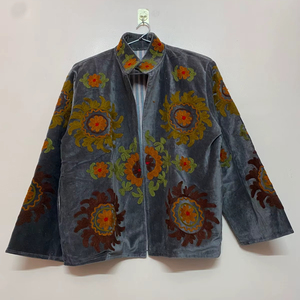 Hand Embroidered Suzani Boho Velvet <b>Winter</b> Jacket Designer Ethnic Womens Coat Artisan Handmade Jacket - Product Image 1