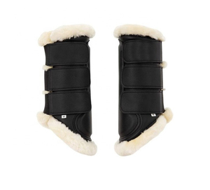 Botas Protectoras Personalizadas para Caballos, de Cuero Negro con Forro de Borreguito, Color Sólido, para Equitación al Aire Libre, Tallas S, M, L - Product Image 2