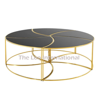 Paires de 2 tables gigognes en aluminium plaqué or pour la maison, le bureau, les restaurants, les hôtels, table basse