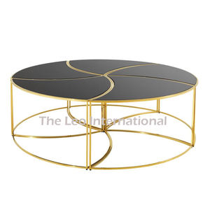 Juego de 2 mesas nido de aluminio chapadas en oro para uso en el hogar, oficina, restaurantes y hoteles, mesa de café - Product Image 6