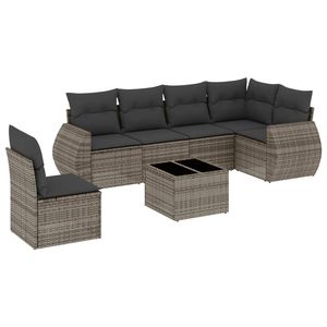 Moderno Conjunto de Sofás de Jardín de Ratán Gris, 6 Plazas, Muebles Modulares para Exteriores, Estilo de Diseño Contemporáneo - Product Image 4