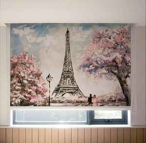 Persianas Verticales Estilo Campestre Francés con Diseño Floral Vintage de París, Ajustables, Ecológicas, de Poliéster, 100% Opacas para Ventanas Francesas - Product Image 2