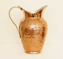 Jarra de Agua de Cobre Puro Premium, Forjada a Mano, Estilo Vintage, Texturizada, de Metal Puro Sólido, para Bebidas, Ayurvédica, Saludable - Product Image 2