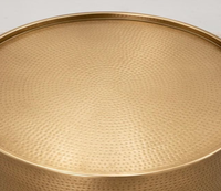 Nouvelle table basse ronde en aluminium martelé, design luxueux et fait main, pour salon, chambre et bureau.
