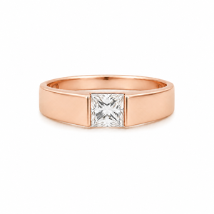 14K Rose Gold <b>Mens</b> Diamond Solitaire <b>Ring</b> Princess Cut Minimalist Classic Band Fine Jewelry Wedding Party Daily Wear Gift High - Product Image 2
