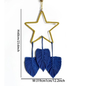 งานฝีมือรูปดาวพร้อมใบไม้ห้อยประดับผนังแบบมาคราเม่ สำหรับตกแต่งห้องเด็ก ห้องเรียน และตกแต่งภายในอย่างสร้างสรรค์ - Product Image 3